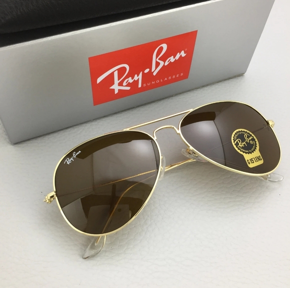 LIKE NEW RayBan Aviator RB3025 Brown Lenses Ray ban Sunglasses - Picture 9 of 13